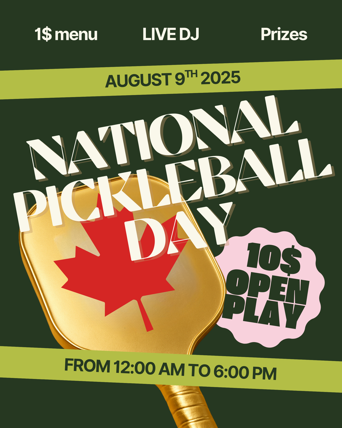 Journée nationale du pickleball – 9 août 2025! / Canada National Pickleball Day – August 9th, 2025!